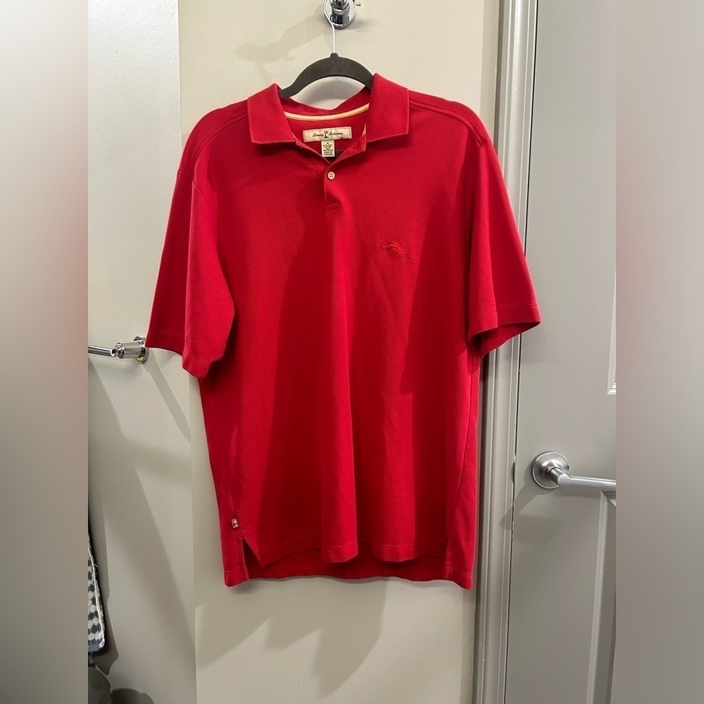 Tommy Bahama Polo Shirt Men’s Medium Red Pima Cotton Blend Short Sleeve Collar